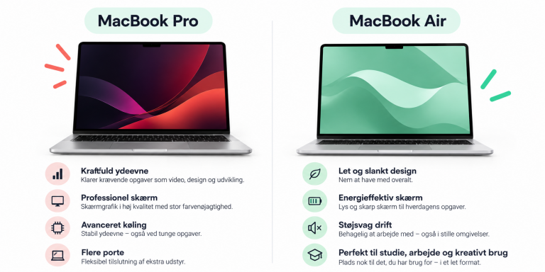 1. MacBook Pro vs. MacBook Air – sammenligning - Hvad er forskellen på en MacBook Air og en MacBook Pro  - myway