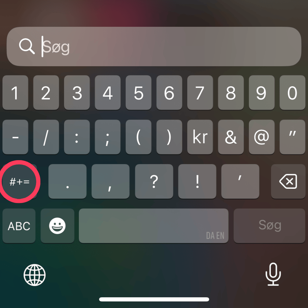 Design uden navn 17 - Specialtegn på iPhone og Mac - myway tryk på #+= på tastature