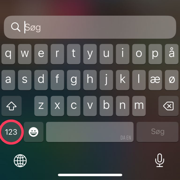 tryk på 123 på tastaturet - Specialtegn på iPhone og Mac - myway